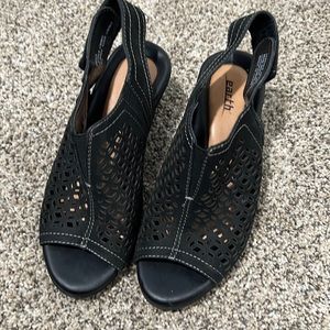 Black wedge sandals